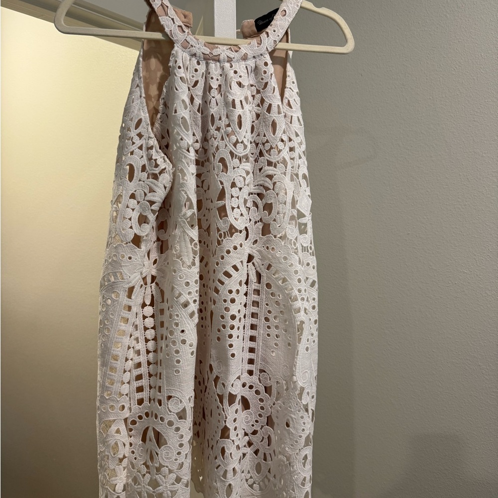White Lace Sleeveless Dress